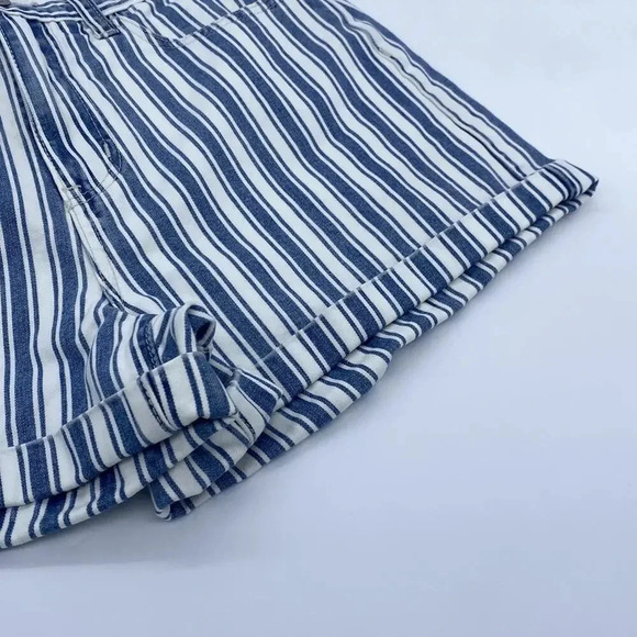 NEW American Eagle High Rise Mom Short Relaxed Denim Stripe Blue White Womens 4 - Picture 5 of 9